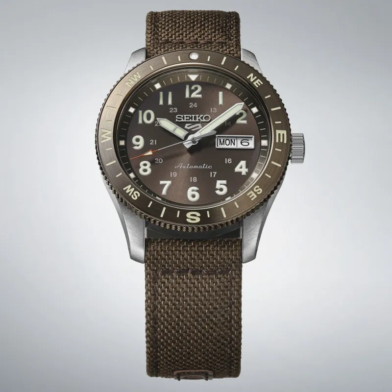 Seiko 5 Sports Field series 41mm, Nylonband, Automatik, Braun Herrenuhr HDB009K1