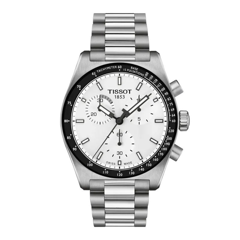 Tissot PR516 Quarzwerk, Edelstahlband, Weiß, 40mm Herrenuhr T149.417.11.011.00