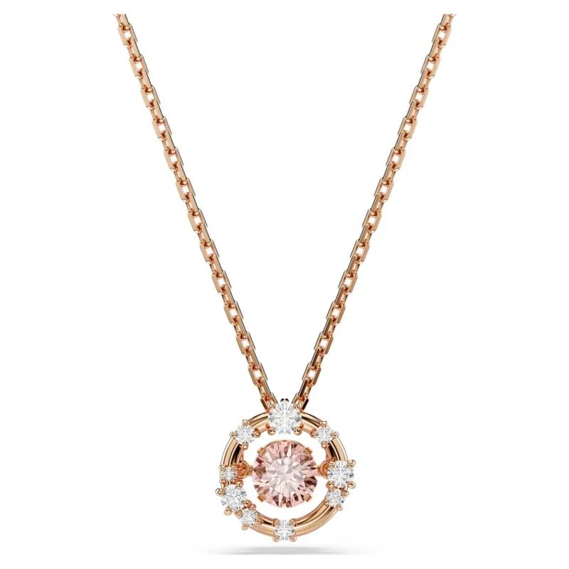 Swarovski  Constella Anhänger Rundschliff, Dancing Stone, Rosa, Roségold-Legierungsschicht