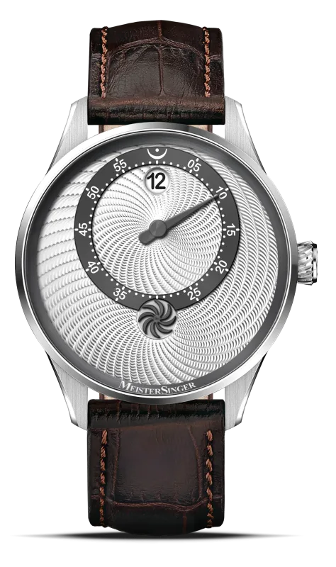 Meister Singer Edition Panthero Jumping Hour Guillochage - Silber, Schweizer Automatikwerk Herrenuhr ED-PTJHG901