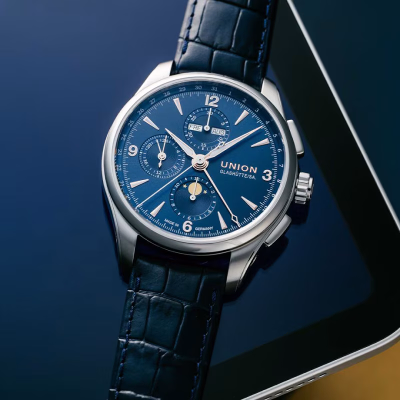 Union Glashütte Belisar Chronograph Blau Mondphase Herrenuhr D014.425.16.047.01