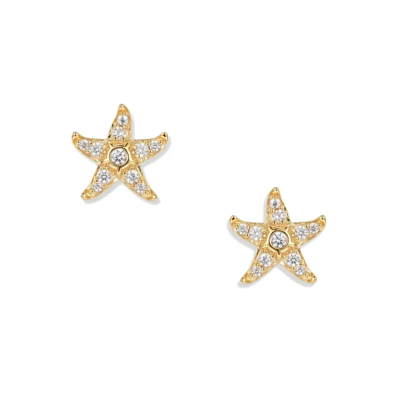Seinerzeit Ohrringe Svenja Crystal Seestern Ohrringe, Weiße Zirkonia, 1,2 x 1 cm