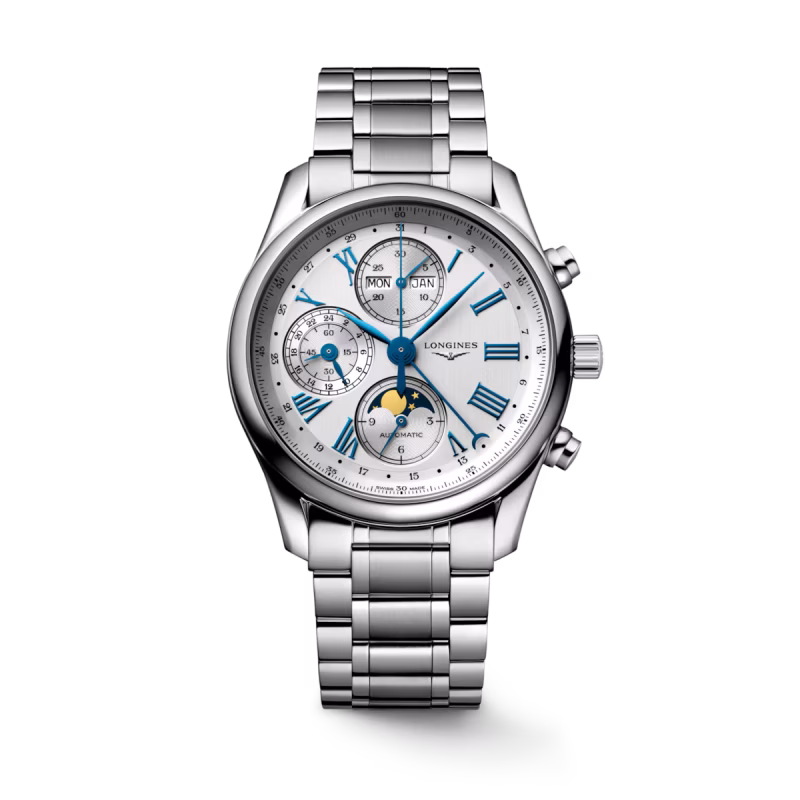 Longines Master Collection Chrono Mondphase Edelstahlband Silber Herrenuhr L2.673.4.71.6