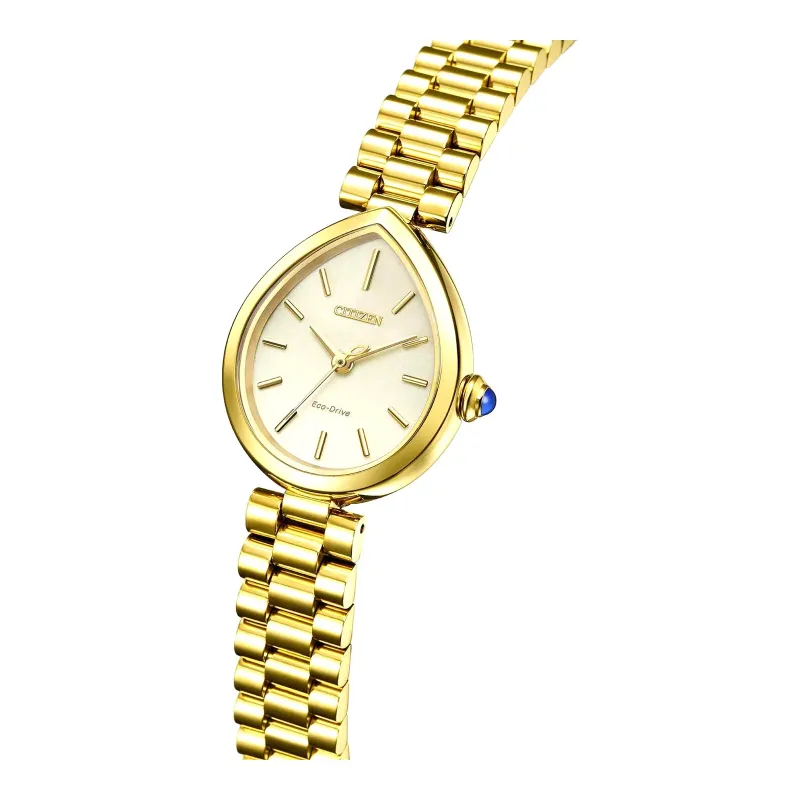 Citizen L Rainell Eco-Drive goldfarben weiß Damenuhr EM1208-53A