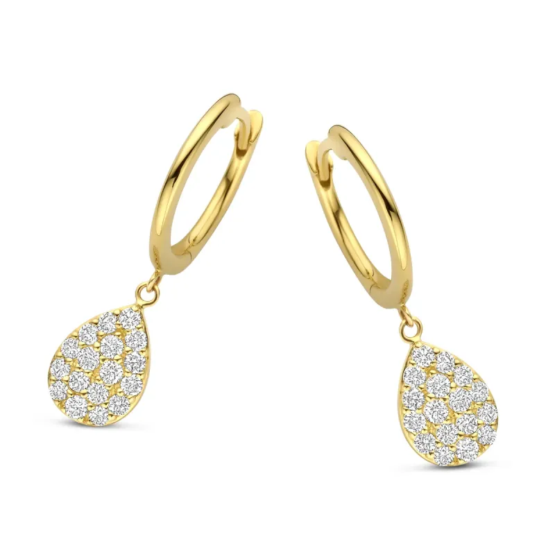 One More Eolo Damen Ohrringe in 18 Karat Gelbgold mit Diamanten 93E308A