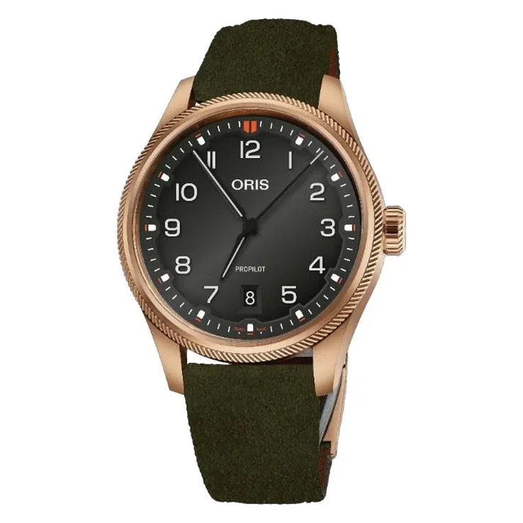 Oris ProPilot Bronze Date 41mm Automatik Veloursleder-Band Herrenuhr 01 733 7805 3164-07 6 2022BRLC