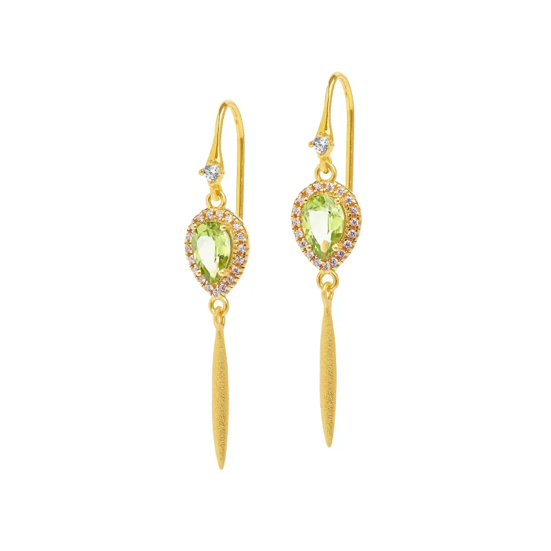 Bernd Wolf Ohrringe Yantina Designlinie Aqua, Peridot, 24-Karat-goldplattiert
