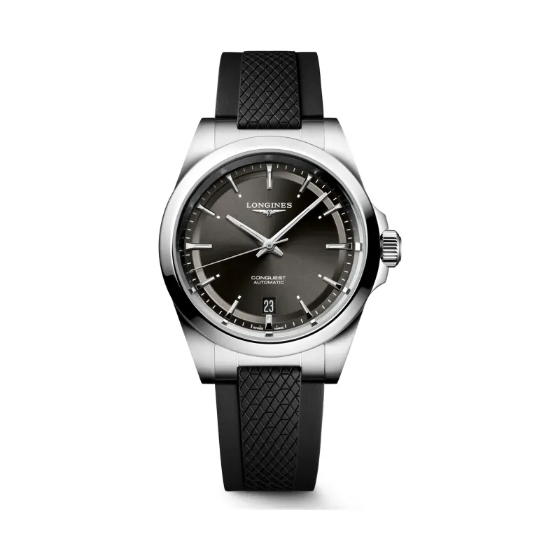 Longines Conquest Schwarz Kautschukband schwarz 38 mm Herrenuhr L3.720.4.52.9