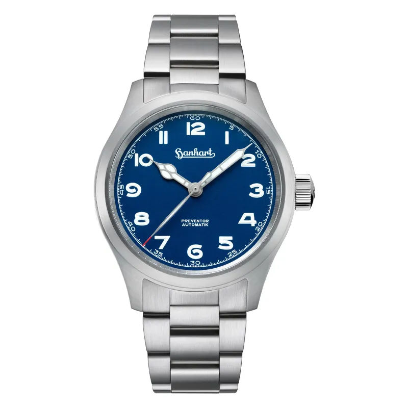 Hanhart PIONEER Preventor HD12 blau 39 mm Edelstahlband Silber Herrenuhr 792.870-6429