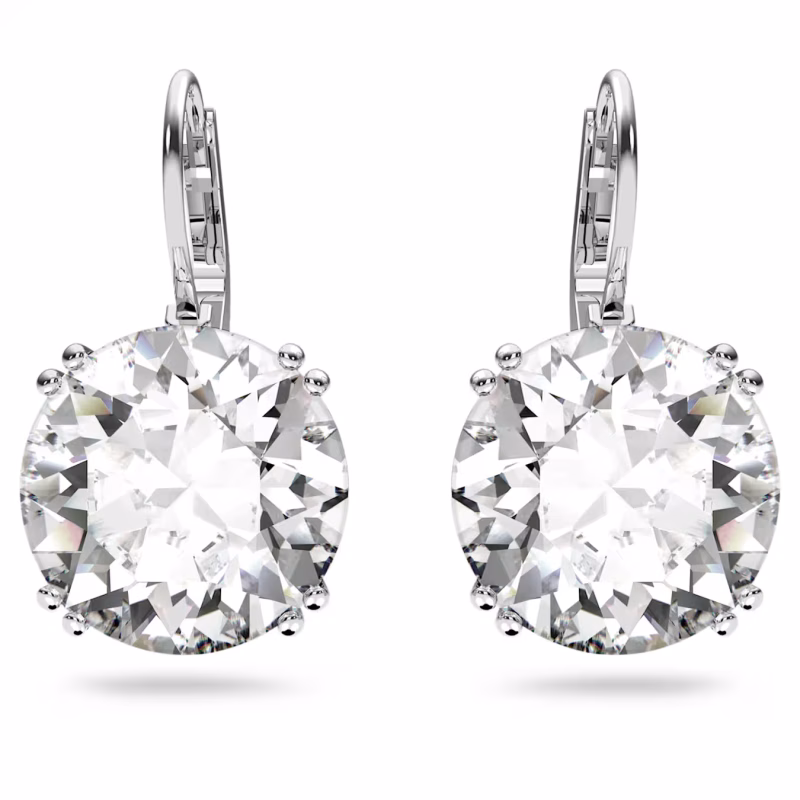 Swarovski  Millenia Drop-Ohrhänger Rundschliff, Weiß, Rhodiniert