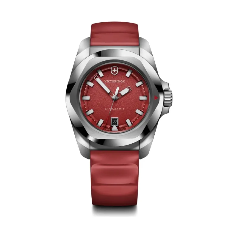 Victorinox I.N.O.X. Quartz, Kautschukband, Rot, 41mm Herrenuhr 242029