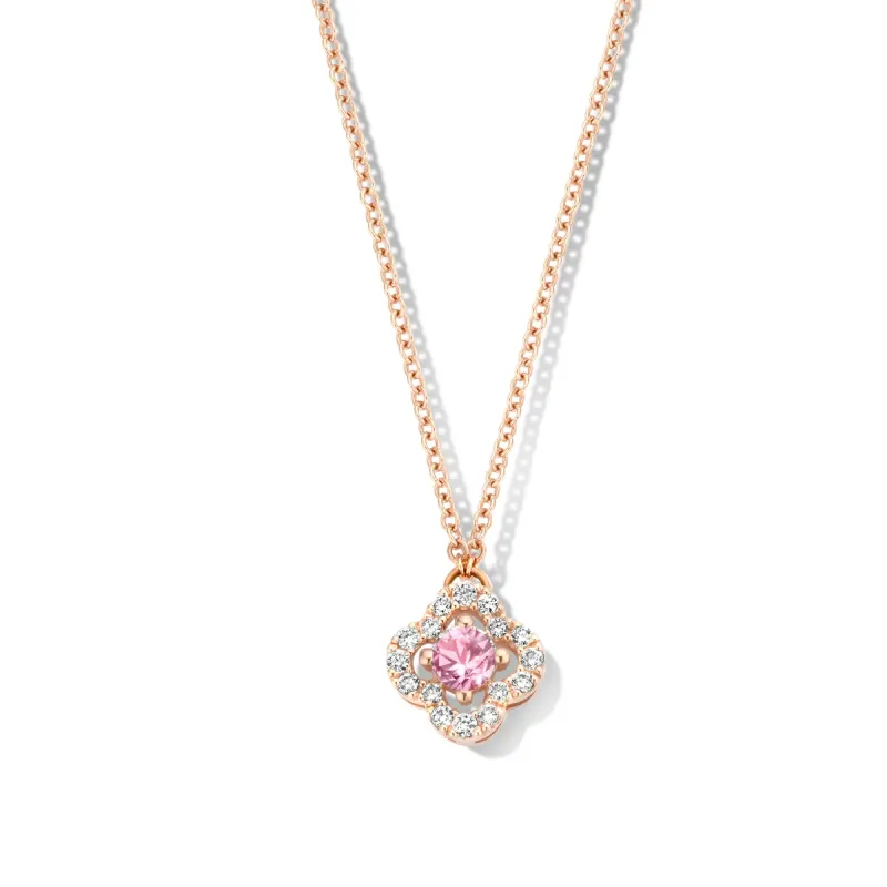 One More Salina Damen Halskette in 18 Karat Roségold mit rosa Saphir und Diamanten 062387XA