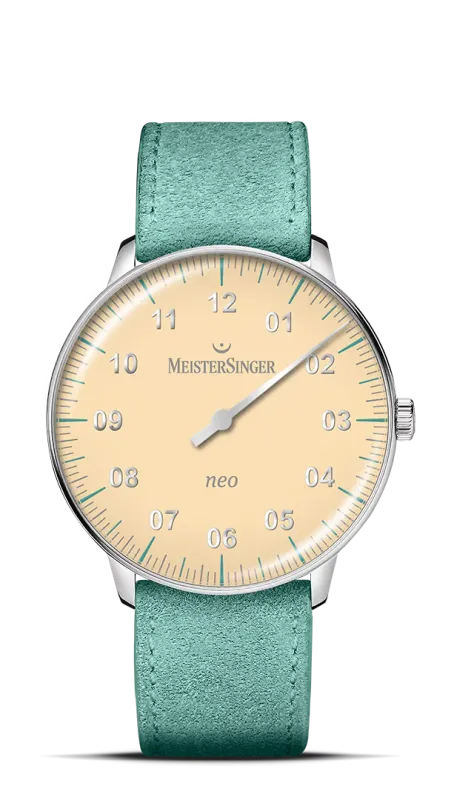 Meister Singer Neo Special - Hellgelb, 36mm, Velourslederband, Schweizer Automatikwerk Damenuhr S-NES935S