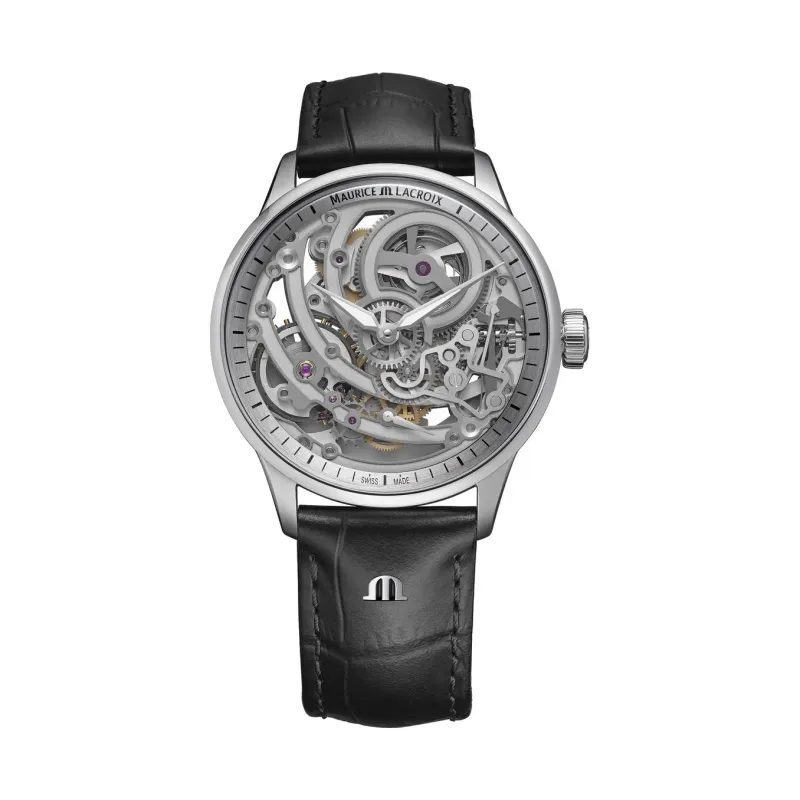 Maurice Lacroix 1975 MASTER SKELETON Steel 43 mm Automatik Manufakturkaliber ML234 Lederarmband Herrenuhr 758108-S1S12-001-3