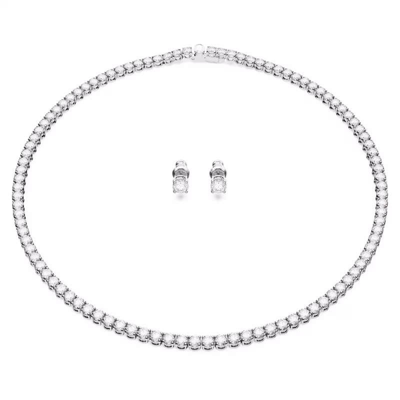 Swarovski  Matrix Tennis Set Rundschliff, Weiß, Rhodiniert