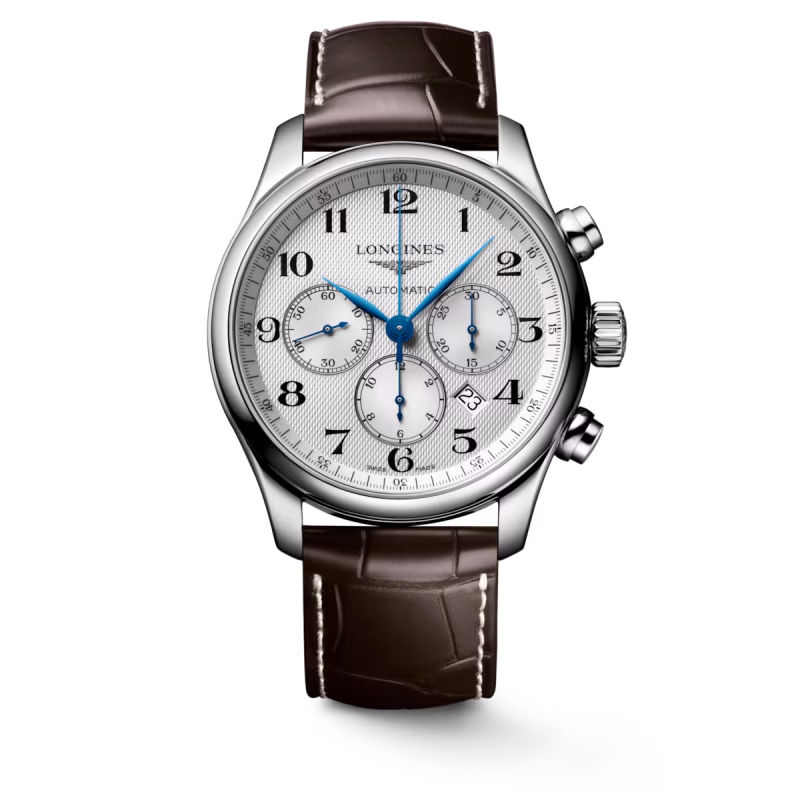 Longines Master Collection Chronograph Silber Lederband Herrenuhr L2.859.4.78.3