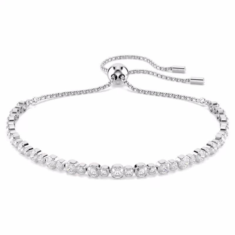 Swarovski  Matrix Tennis Armband Gemischte Rundschliffe, Weiß, Rhodiniert