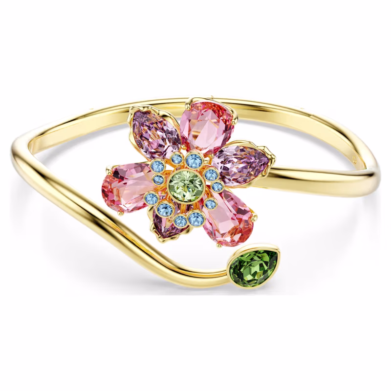 Swarovski  Idyllia Armreif Verschiedene Schliffe, Blume, Gr. M, Mehrfarbig, 18k vergoldet