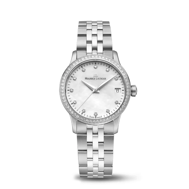 Maurice Lacroix 1975 Quartz 33mm, Quarzwerk, 11 Diamanten Damenuhr 751006-SD502-170-1
