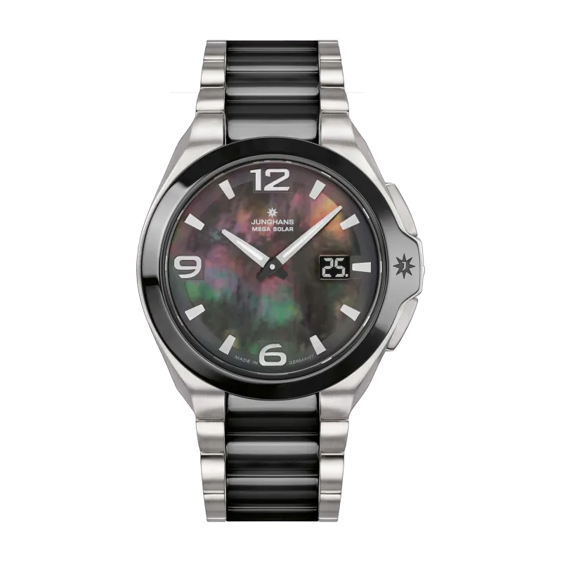 Junghans Spektrum Damen Funk Solar Keramik schwarz Damenuhr 15/1500.44