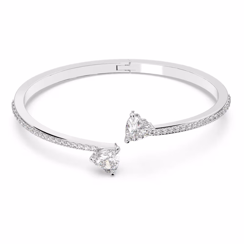 Swarovski  Mesmera Armreif Herz, Weiß, Rhodiniert Größe M