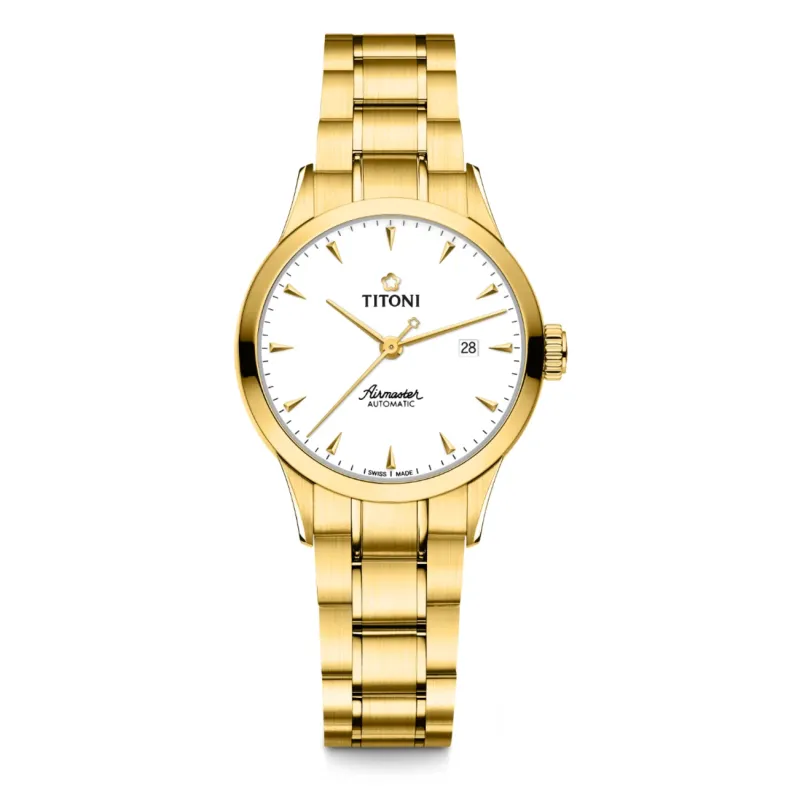 Titoni Airmaster Automatik Gelbgold PVD Damenuhr 23733G-583