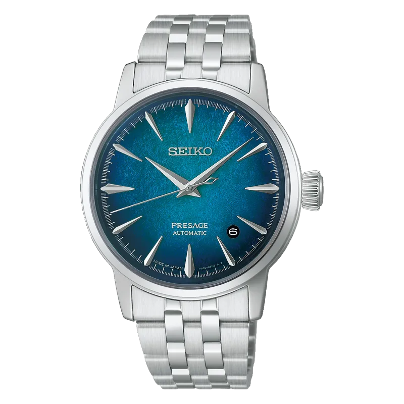 Seiko PRESAGE Automatik 3 Zeiger, Bandlänge 22cm, Edelstahl, Emerald Mist Blau Herrenuhr HCB001J1