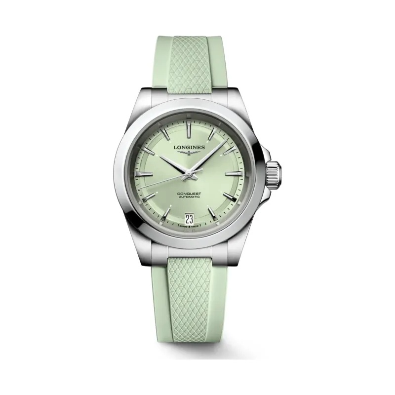 Longines Conquest Grün Kautschukband grün 34 mm Damenuhr L3.430.4.02.9