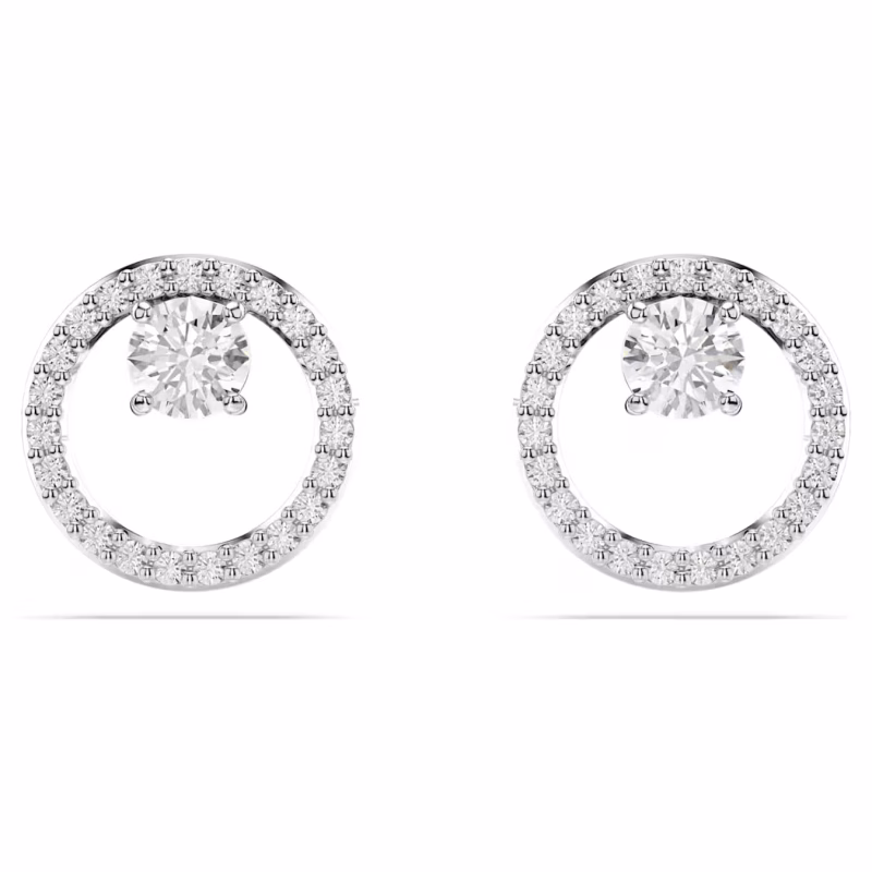 Swarovski Constella Ohrstecker, Rundschliff, Weiß, Rhodiniert
