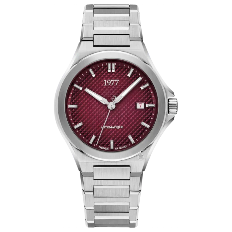 1977 ARSENE Automatik, 41 mm, Zifferblatt Weinrot, Edelstahlband 904L, Herrenuhr 1977P02151
