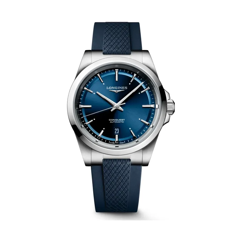 Longines Conquest Blau Kautschukband blau 41 mm Herrenuhr L3.830.4.92.9