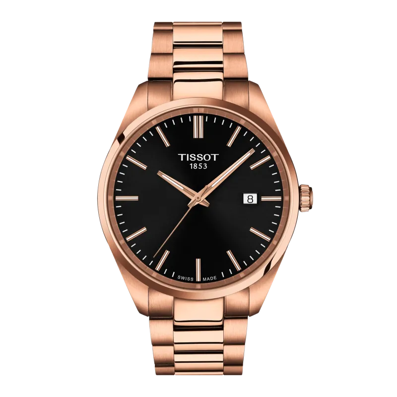 Tissot PR 100 40mm, Swiss Made Quarzwerk, Roségold Herrenuhr T150.410.33.051.00