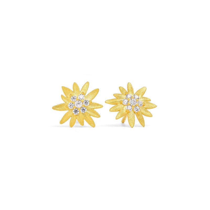 Bernd Wolf Stecker Edelweiß Designlinie Bergwelt, Blume, Zirkonia, 24-Karat-goldplattiert