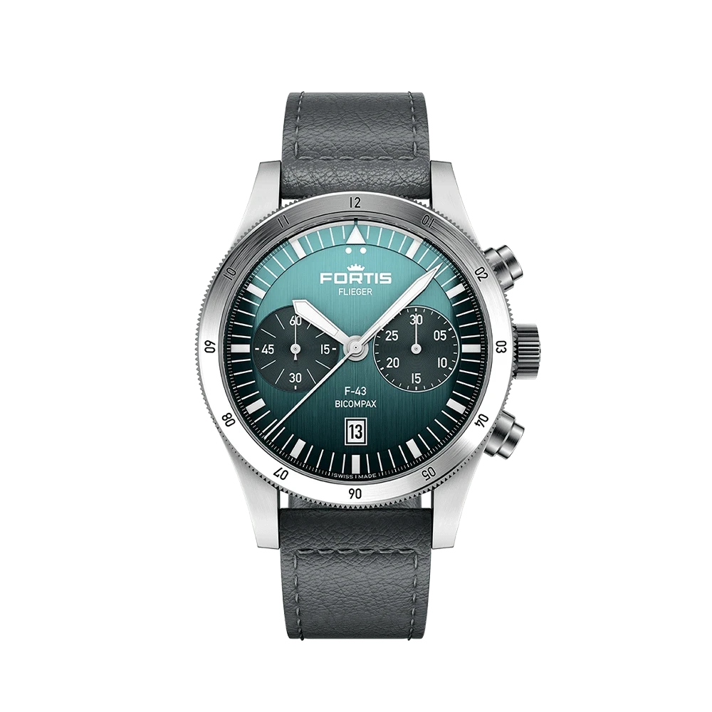 Fortis FLIEGER F-43 Bicompax Petrol Herrenuhr F4240009