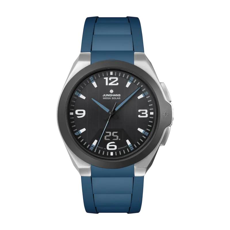 Junghans Spektrum Mega Solar Funk Kautschukband Herrenuhr 18/1527.00
