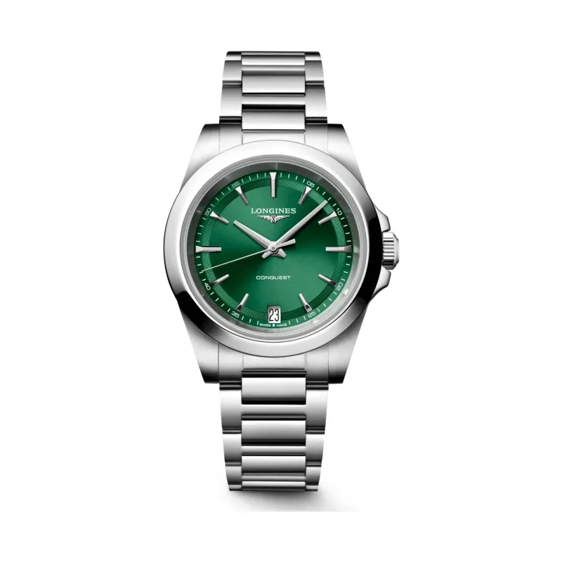 Longines Conquest Grün Edelstahlband 34 mm Damenuhr L3.460.4.09.6