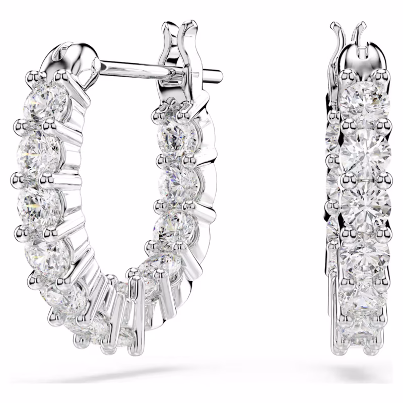 Swarovski  Matrix Vittore Kreolen Rundschliff, Weiß, Rhodiniert