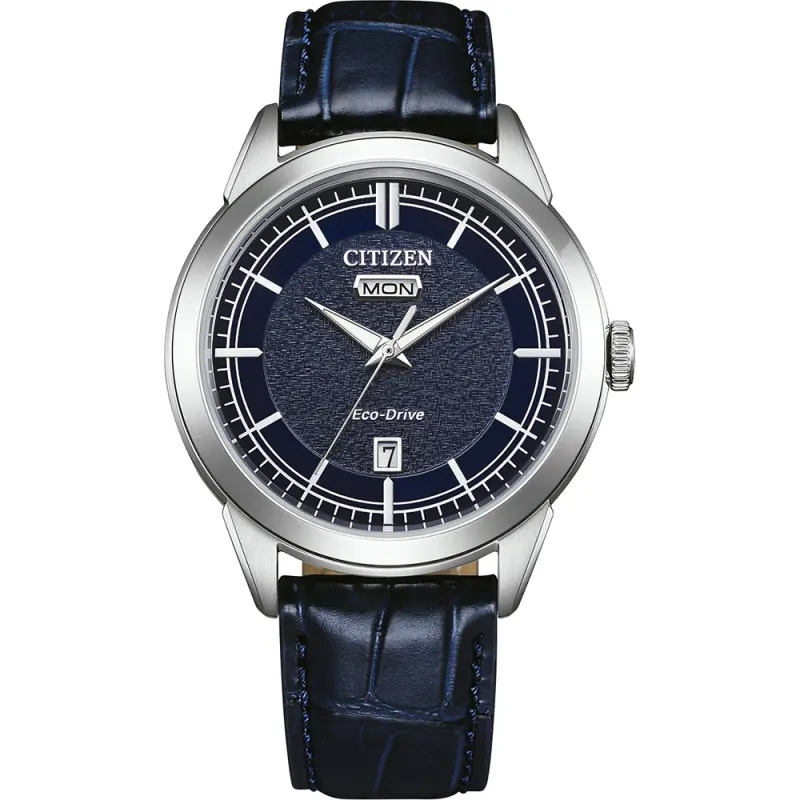 Citizen Eco-Drive Classic Day-Date Leder Blau, 40.5mm Herrenuhr AW0151-00LC