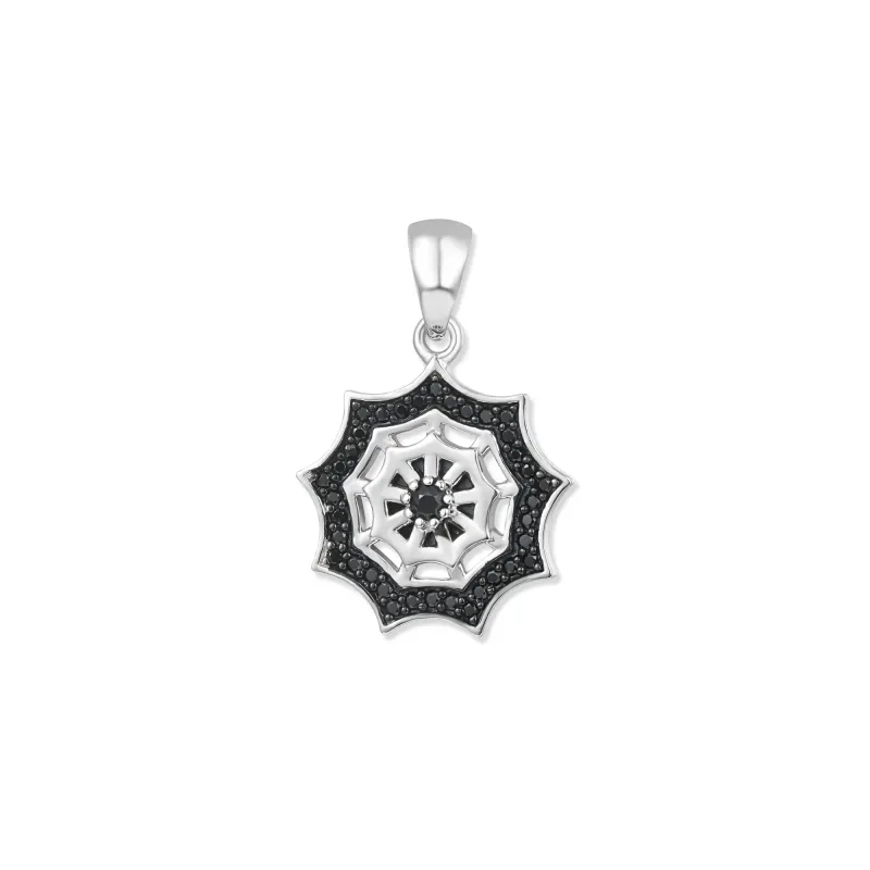 Seinerzeit Anhänger Dante Spinnennetz Anhänger 925 Sterling Silber, besetzt mit schwarzen Zirkonia