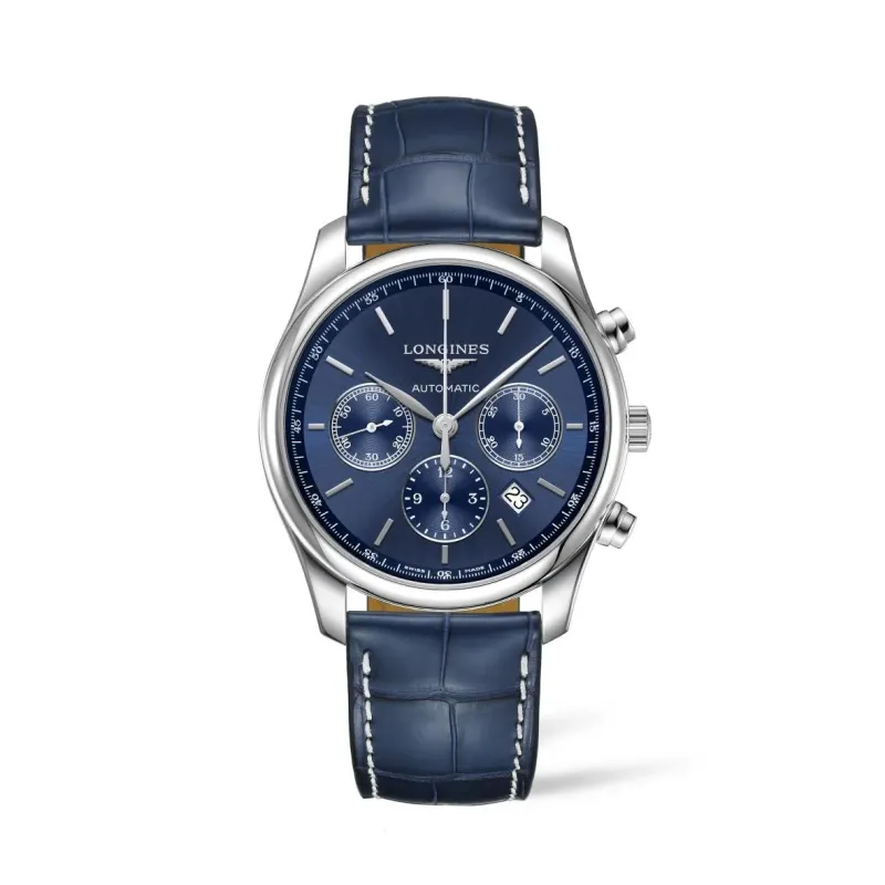Longines Master Collection Chronograph Blau Lederband Herrenuhr L2.759.4.92.0