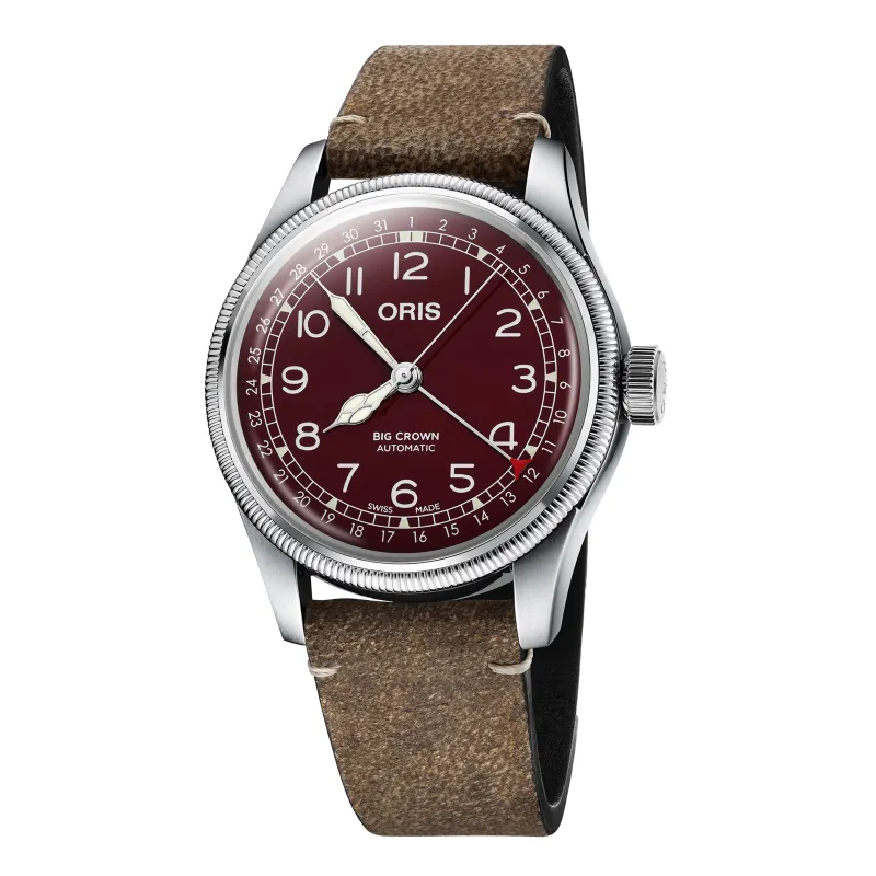 Oris Big Crown Pointer Date 40mm Automatik Lederarmband Rot Herrenuhr 01 754 7741 4068-07 5 20 50