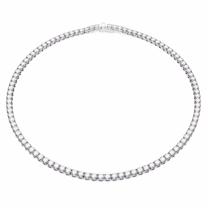 Swarovski Matrix Tennis Halskette Rundschliff, Weiß, Rhodiniert
