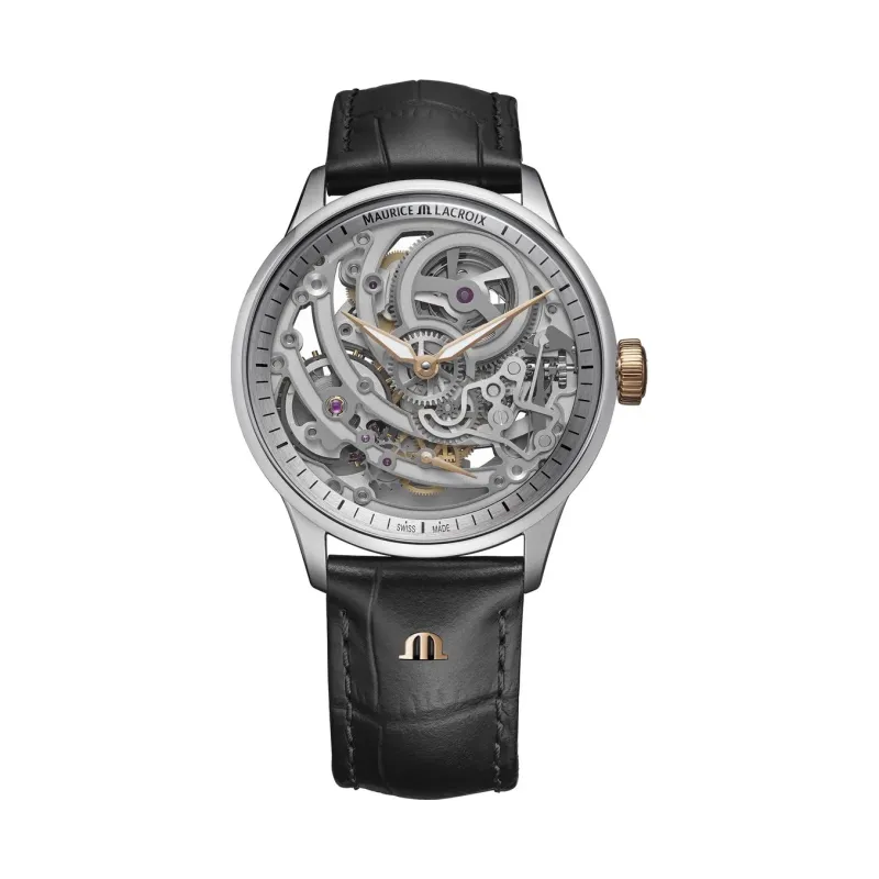 Maurice Lacroix 1975 MASTER SKELETON 4N 43 mm Automatik Manufakturkaliber ML234 Lederarmband Herrenuhr 758108-S1S12-002-3