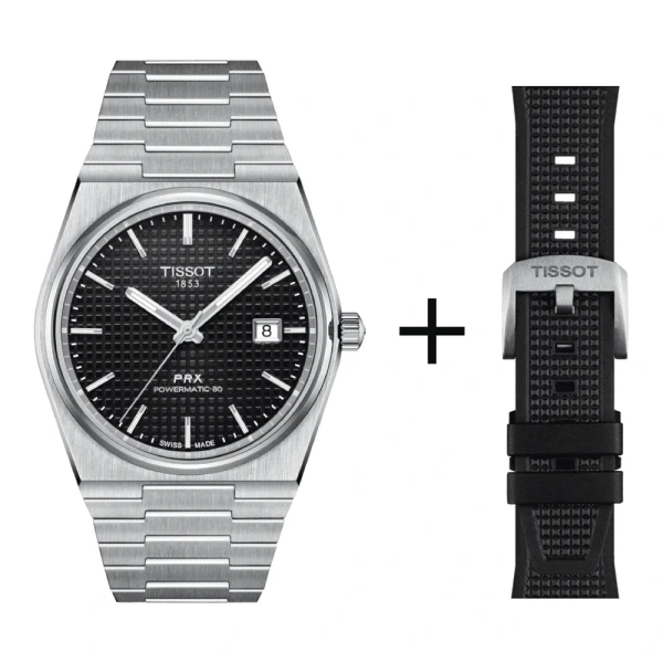 Tissot PRX Herrenuhr T137.407.11.051.00 Set mit schwarzem Kautschukarmband