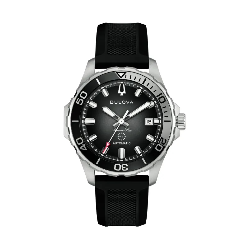 Bulova Marine Star Automatik Schwarz Kunststoffband Herrenuhr 98B465