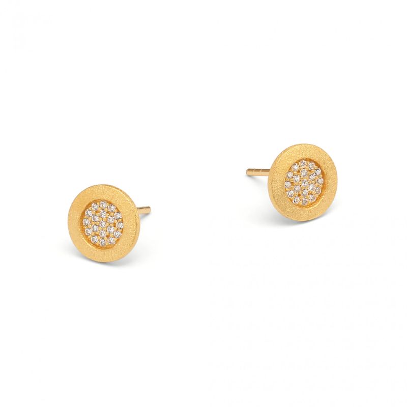 Bernd Wolf Stecker Padmi Designlinie Pavé Zirkonia, Sterlingsilber 925, 24-Karat-goldplattiert