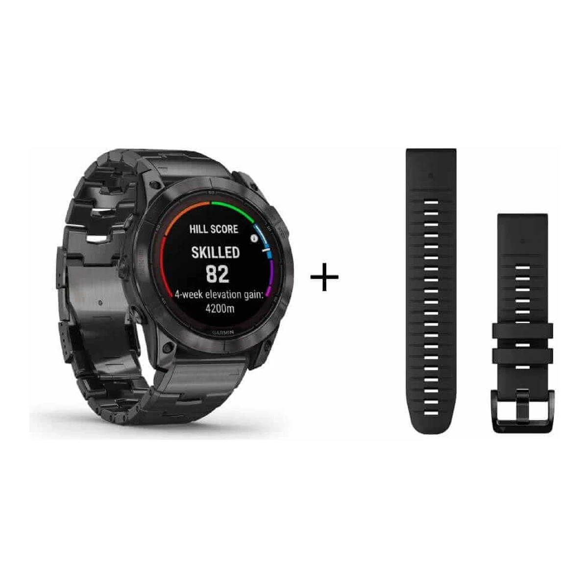 Garmin fēnix® 7X Pro Sapphire Solar Carbongrau Titan mit Titanarmband und Silikonband 010-02778-30