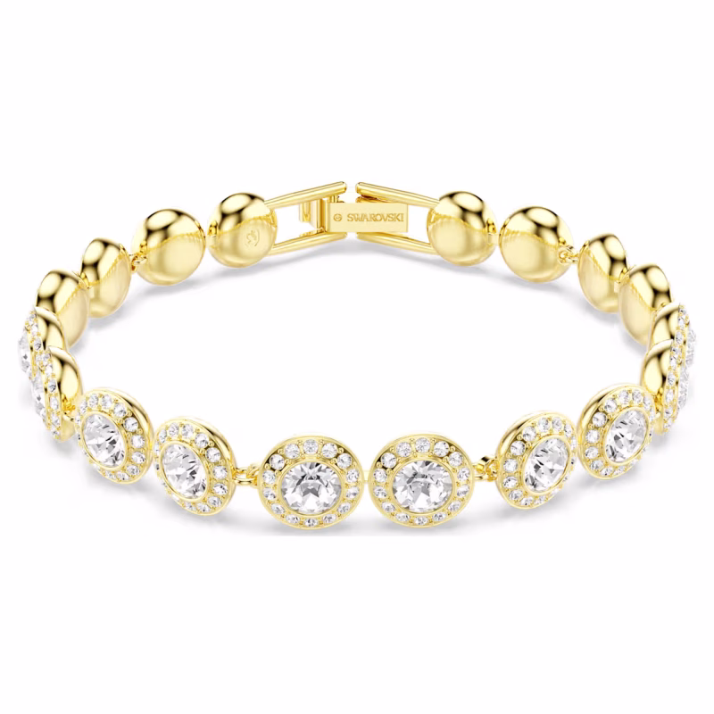 Swarovski Una Angelic Armband Rundschliff, Pavé, Mittel, Weiß, 18k vergoldet