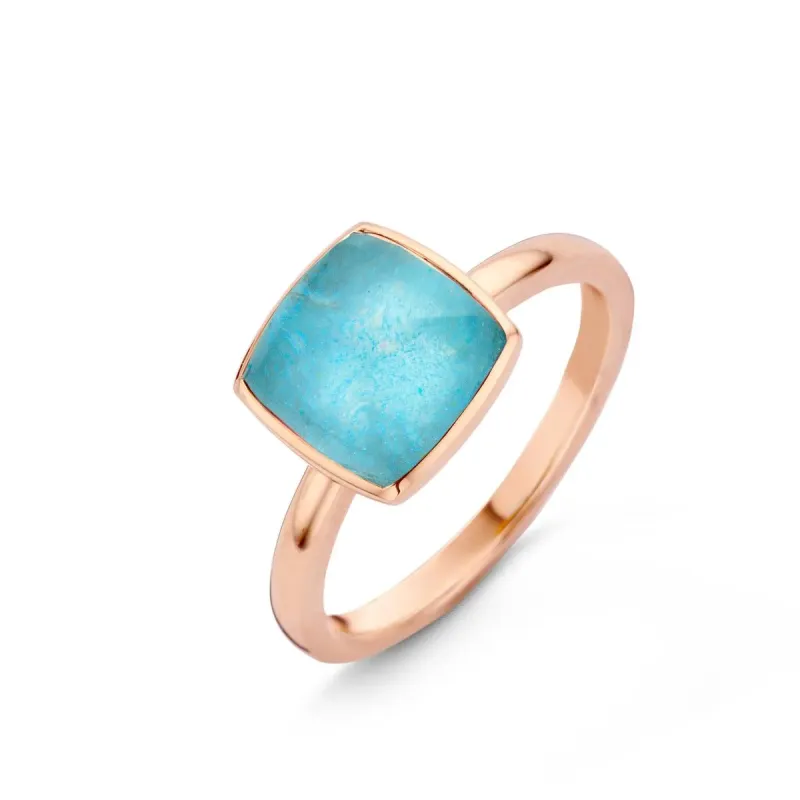 One More Pantelleria Damen Ring in 18 Karat Roségold Quarz auf Amazonit 051576Y2