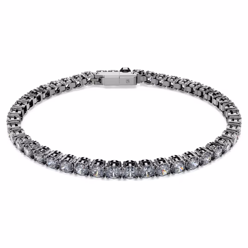 Swarovski  Matrix Tennis Armband Rundschliff, Grau, Rutheniert